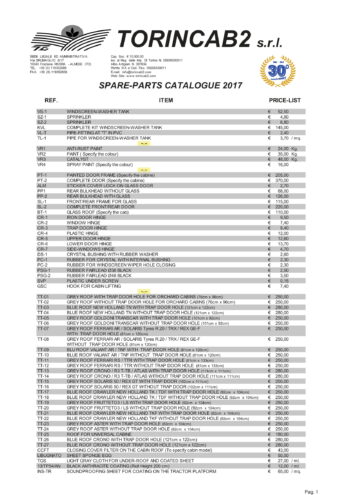PRICE-LIST SPARE PARTS